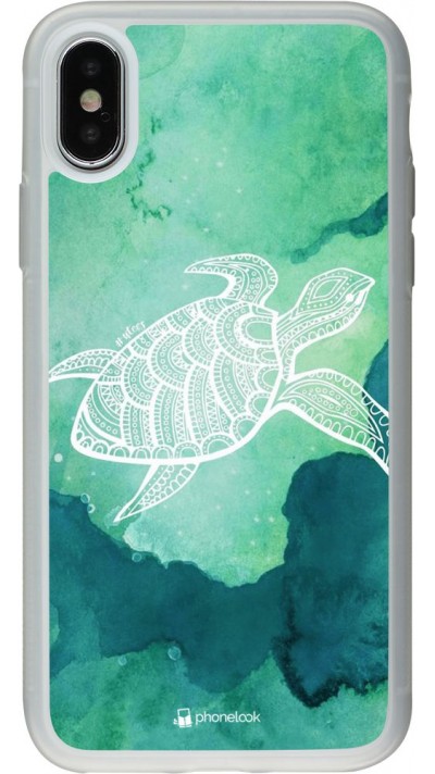 Hülle iPhone X / Xs - Silikon transparent Turtle Aztec Watercolor
