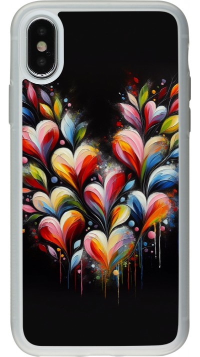 Coque iPhone X / Xs - Silicone rigide transparent Valentine 2024 Coeur Noir Abstrait
