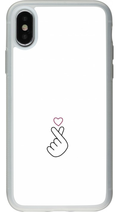 Coque iPhone X / Xs - Silicone rigide transparent Valentine 2024 heart by Millennials