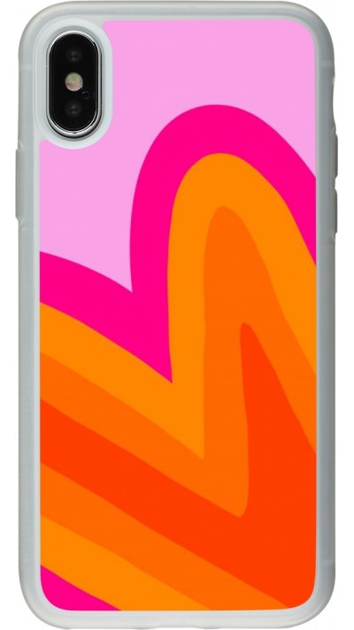 iPhone X / Xs Case Hülle - Silikon transparent Valentine 2024 heart gradient