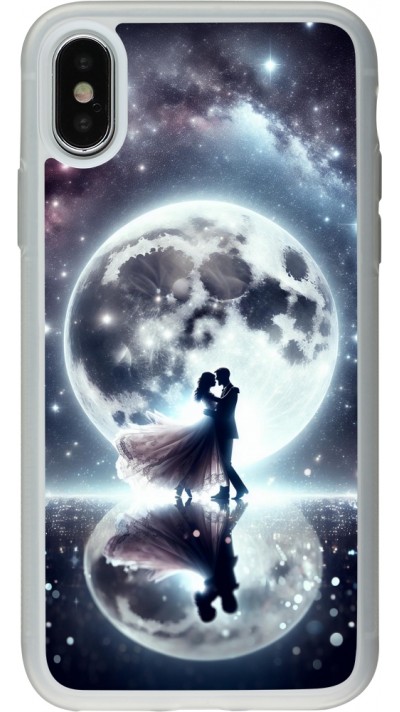 iPhone X / Xs Case Hülle - Silikon transparent Valentin 2024 Liebe unter dem Mond