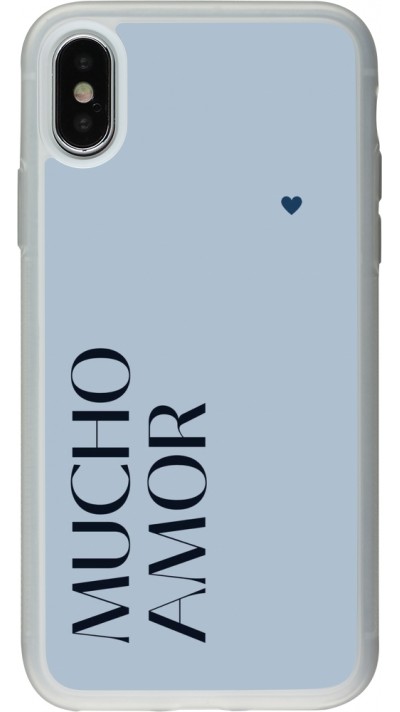 Coque iPhone X / Xs - Silicone rigide transparent Valentine 2024 mucho amor azul