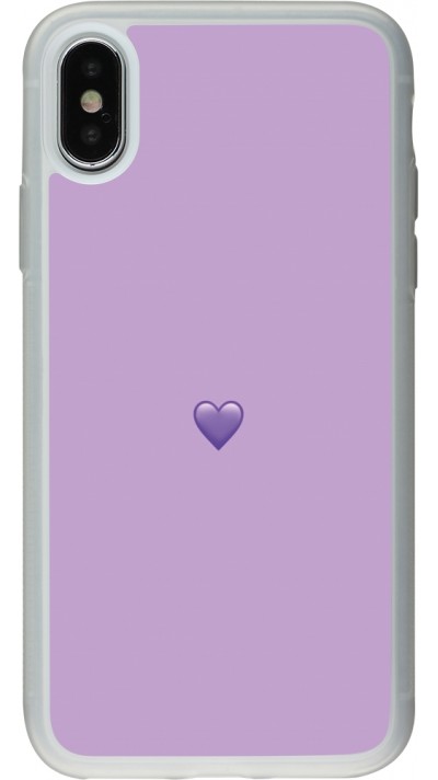 Coque iPhone X / Xs - Silicone rigide transparent Valentine 2023 purpule single heart