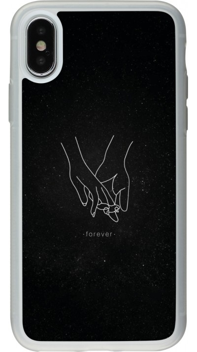 iPhone X / Xs Case Hülle - Silikon transparent Valentine 2023 hands forever