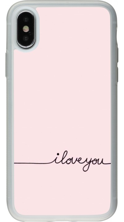 Coque iPhone X / Xs - Silicone rigide transparent Valentine 2023 i love you writing