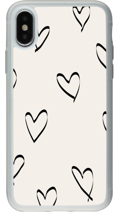 Coque iPhone X / Xs - Silicone rigide transparent Valentine 2023 minimalist hearts