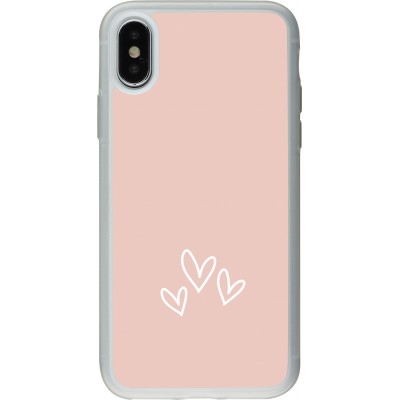 iPhone X / Xs Case Hülle - Silikon transparent Valentine 2023 three minimalist hearts
