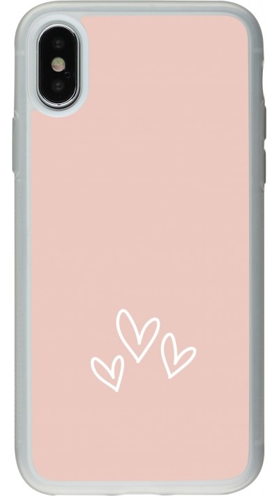 Coque iPhone X / Xs - Silicone rigide transparent Valentine 2023 three minimalist hearts