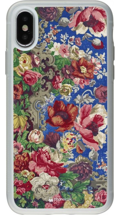 Hülle iPhone X / Xs - Silikon transparent Vintage Art Flowers
