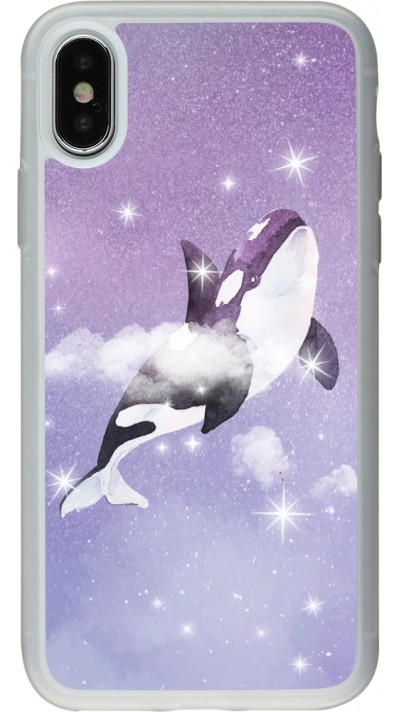 Coque iPhone X / Xs - Silicone rigide transparent Whale in sparking stars