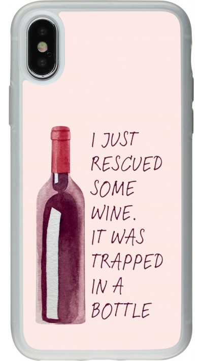 Coque iPhone X / Xs - Silicone rigide transparent I just rescued some wine