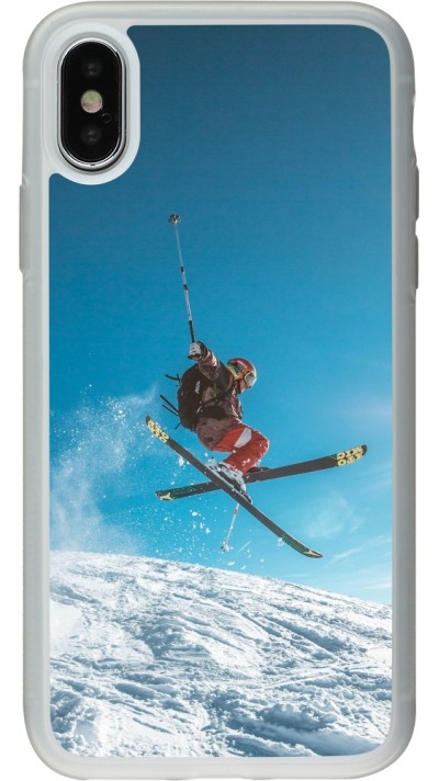 iPhone X / Xs Case Hülle - Silikon transparent Winter 22 Ski Jump