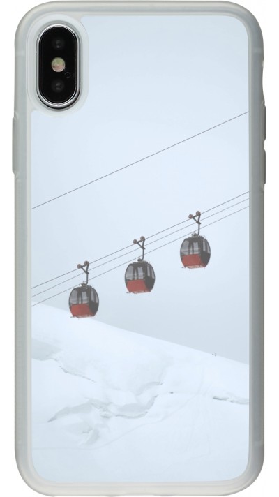 Coque iPhone X / Xs - Silicone rigide transparent Winter 22 ski lift