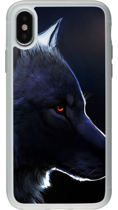 Coque iPhone X / Xs - Silicone rigide transparent Wolf Shape