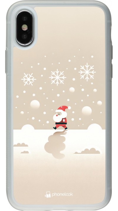 Coque iPhone X / Xs - Silicone rigide transparent Noël 2023 Minimalist Santa