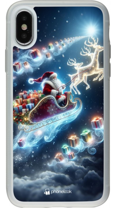 Coque iPhone X / Xs - Silicone rigide transparent Noël 2023 Père Noël enchanté