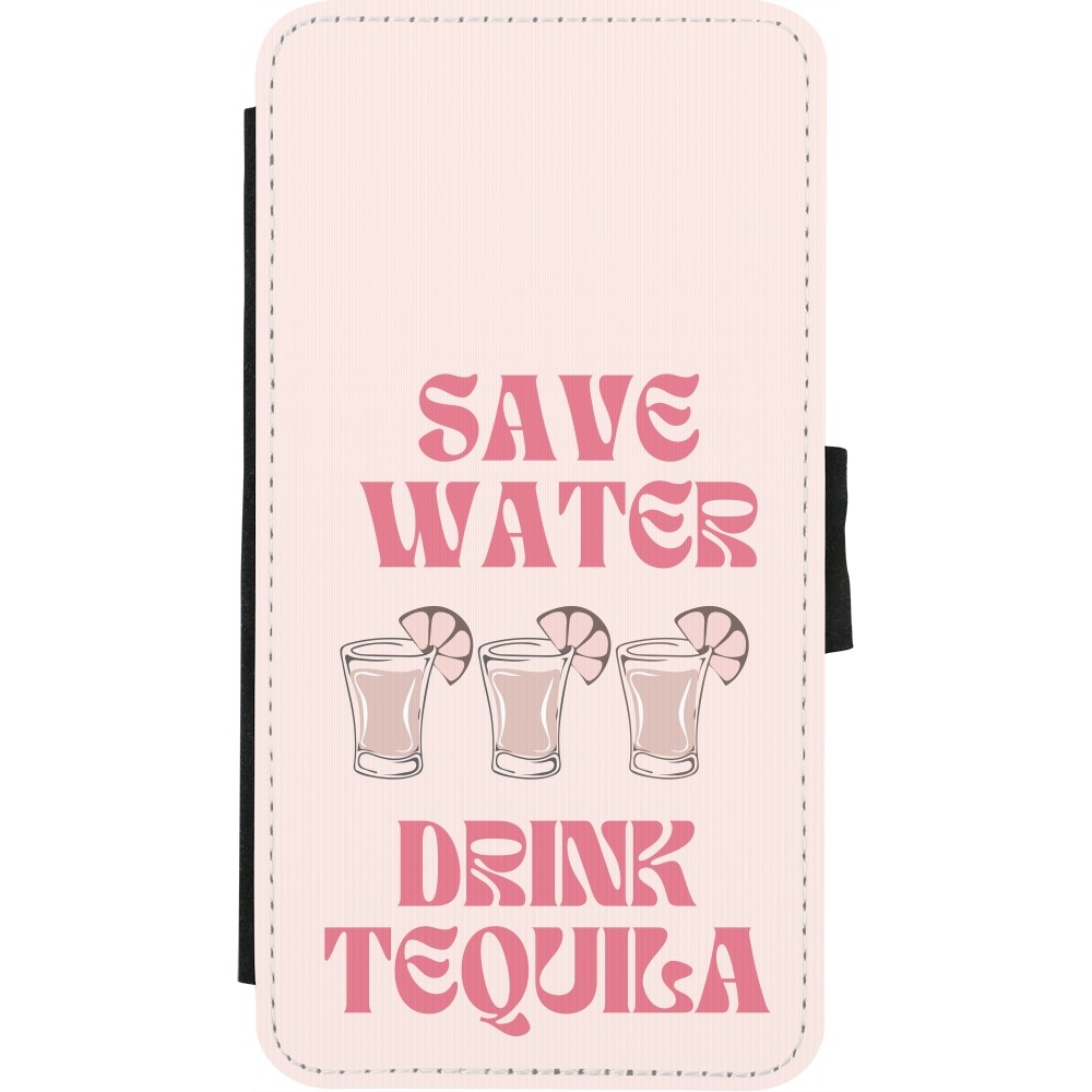 iPhone X / Xs Case Hülle - Wallet schwarz Cocktail Save Water Drink Tequila
