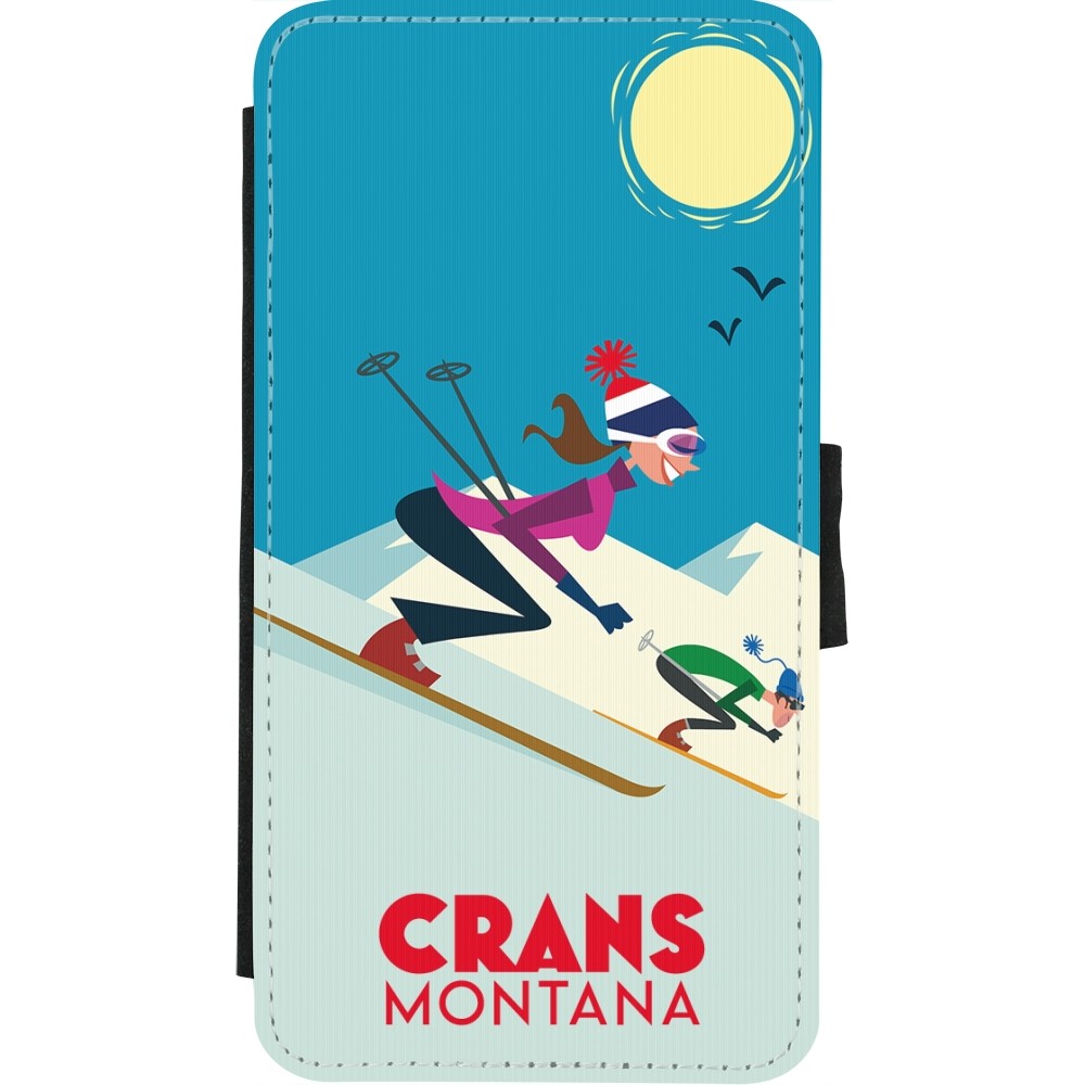 iPhone X / Xs Case Hülle - Wallet schwarz Crans-Montana Ski Downhill
