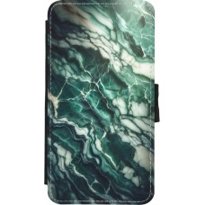 Coque iPhone X / Xs - Wallet noir Marbre vert majestueux
