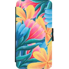 iPhone X / Xs Case Hülle - Wallet schwarz Spring 23 colorful flowers