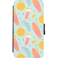 Coque iPhone X / Xs - Wallet noir Summer 2025 Pattern citron