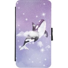 Coque iPhone X / Xs - Wallet noir Whale in sparking stars