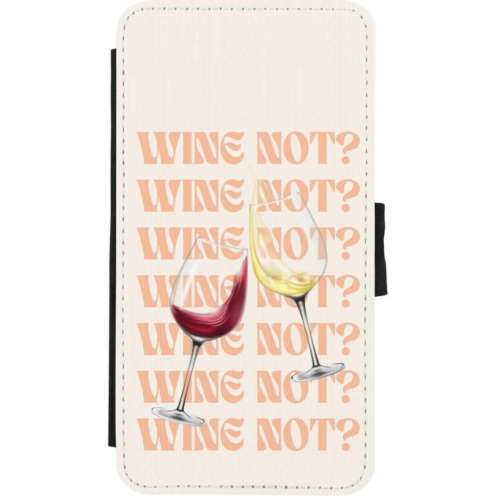 iPhone X / Xs Case Hülle - Wallet schwarz Wine not