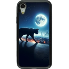 iPhone XR Case Hülle - Hybrid Armor schwarz Schwarze Katze unter dem Vollmond
