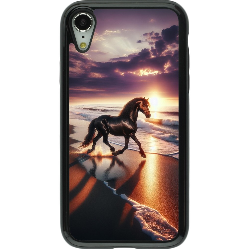 iPhone XR Case Hülle - Hybrid Armor schwarz Pferd majestätisch Strand
