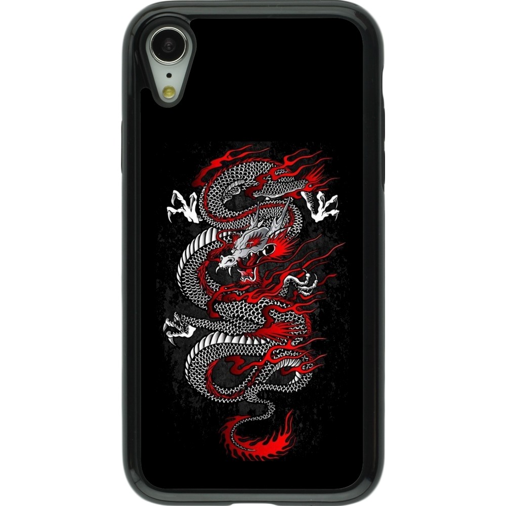 iPhone XR Case Hülle - Hybrid Armor schwarz Japanese style Dragon Tattoo Red Black