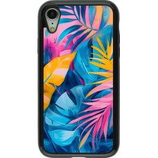 Coque iPhone XR - Hybrid Armor noir Palms Blue