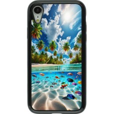 Coque iPhone XR - Hybrid Armor noir Plage Paradis