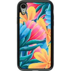 Coque iPhone XR - Hybrid Armor noir Spring 23 colorful flowers