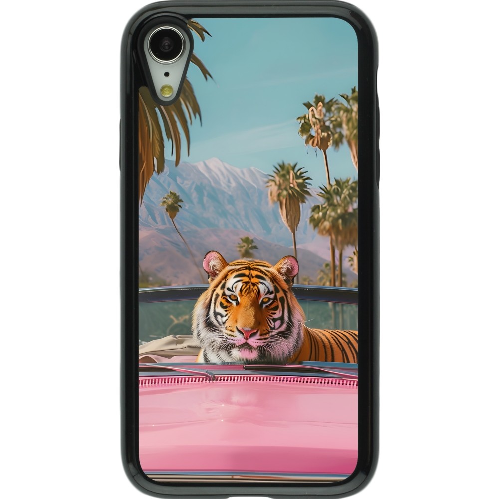 iPhone XR Case Hülle - Hybrid Armor schwarz Tiger Auto rosa