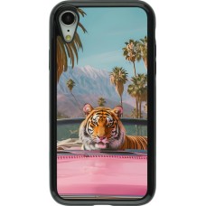 iPhone XR Case Hülle - Hybrid Armor schwarz Tiger Auto rosa