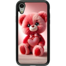 Coque iPhone XR - Hybrid Armor noir Valentine 2024 Ourson rose