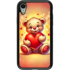 Coque iPhone XR - Hybrid Armor noir Valentine 2024 Teddy love