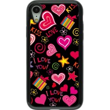 iPhone XR Case Hülle - Hybrid Armor schwarz Valentine 2023 love symbols