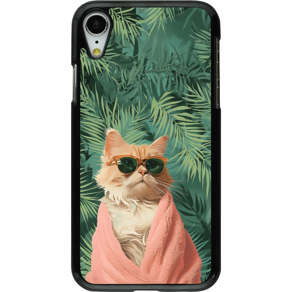 iPhone XR Case Hülle - Cat Summer Palms