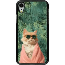 iPhone XR Case Hülle - Cat Summer Palms