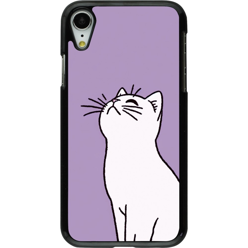 Coque iPhone XR - Chat sur fond violet