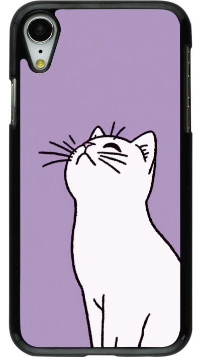Coque iPhone XR - Chat sur fond violet