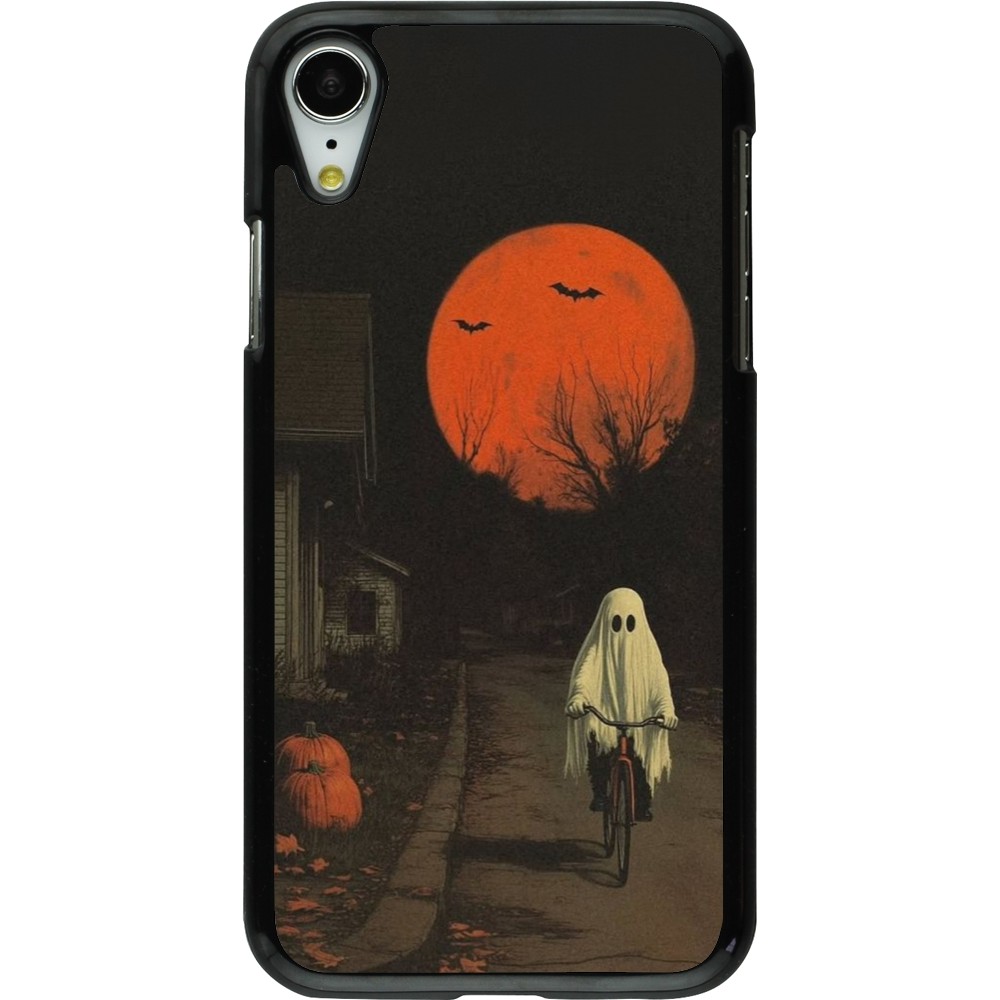 iPhone XR Case Hülle - Halloween 2025 Ghost on a bicycle