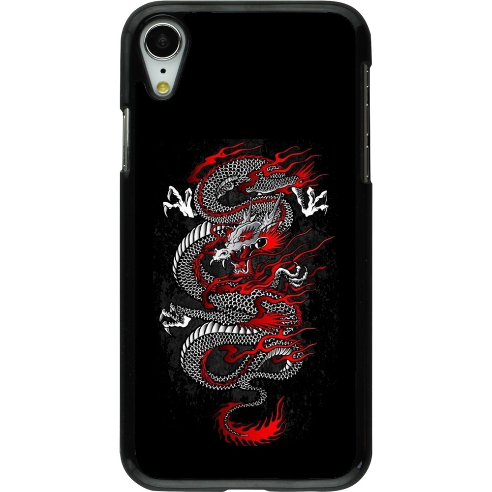 iPhone XR Case Hülle - Japanese style Dragon Tattoo Red Black