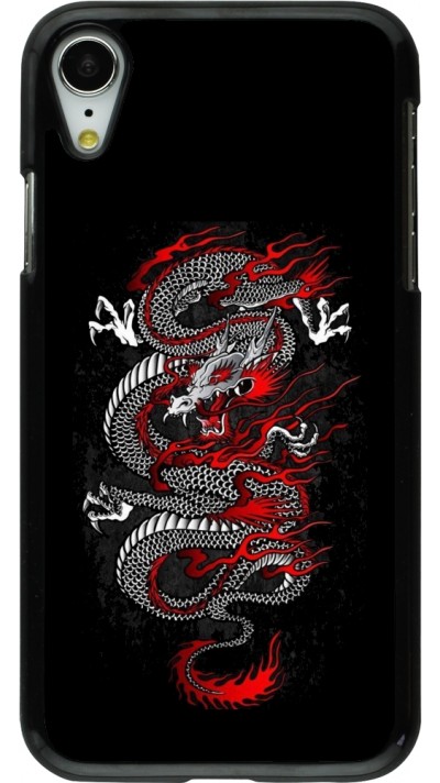 Coque iPhone XR - Japanese style Dragon Tattoo Red Black