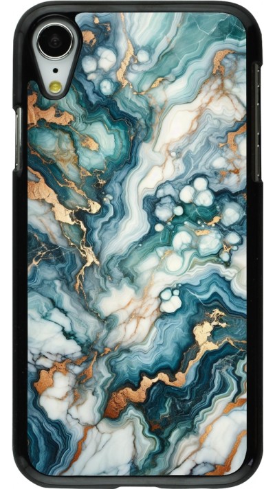 iPhone XR Case Hülle - Grüner Blauer Goldener Marmor