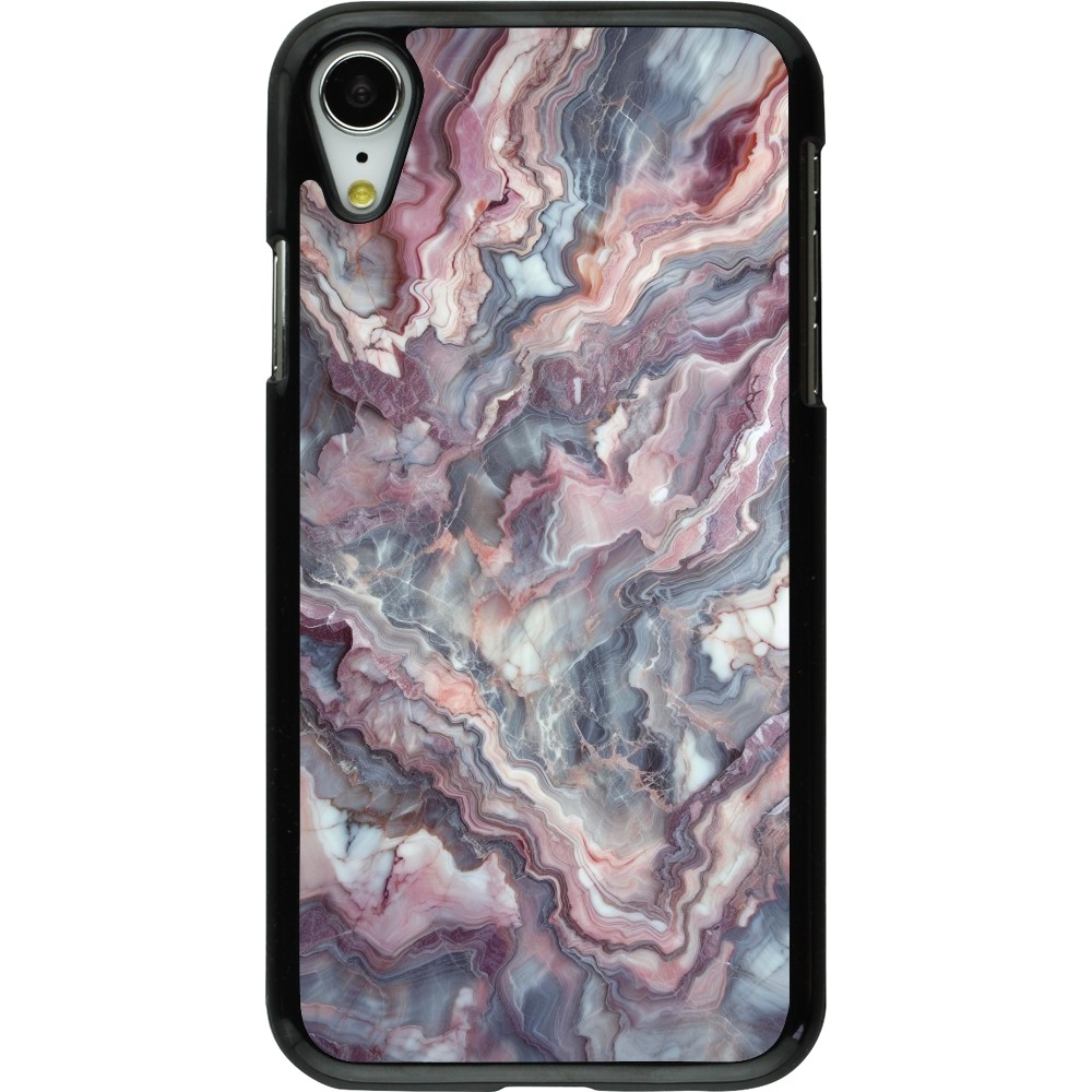 iPhone XR Case Hülle - Violetter silberner Marmor