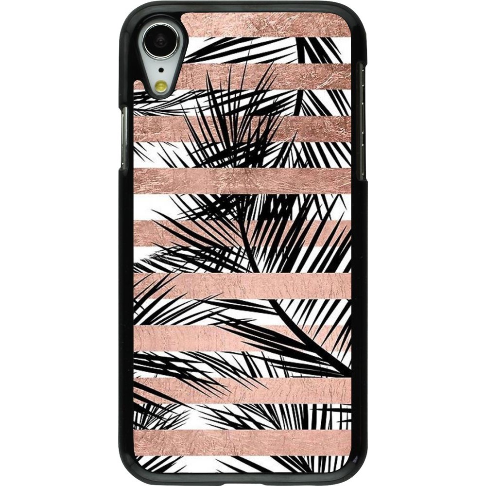Hülle iPhone XR - Palm trees gold stripes