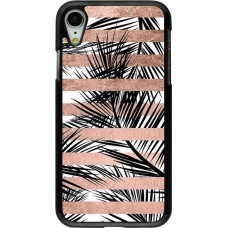 Hülle iPhone XR - Palm trees gold stripes