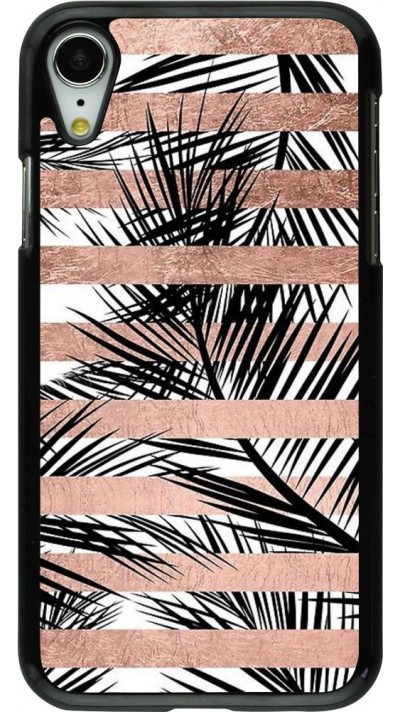 Coque iPhone XR - Palm trees gold stripes